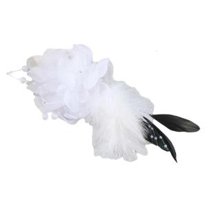 Feather and Flower Brooch Synthetic Fabric Quick Clip Design Waterproof Fashion Pin Perfect for Business Dinners Parties