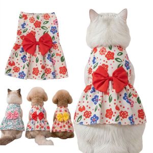 TVFTAT Heart Patten Spring Dog Princess Dress Bow Lace Breathable Medium/Small Pet Skirts Cute Comfortable Cat Dog Summer Dress For Puppy Poodle Chihuahua Etc