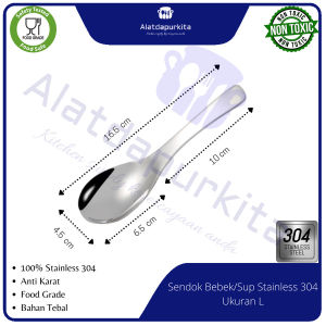 Sendok Bebek Lebar Stainless 304 Tebal Panjang 16.5 cm