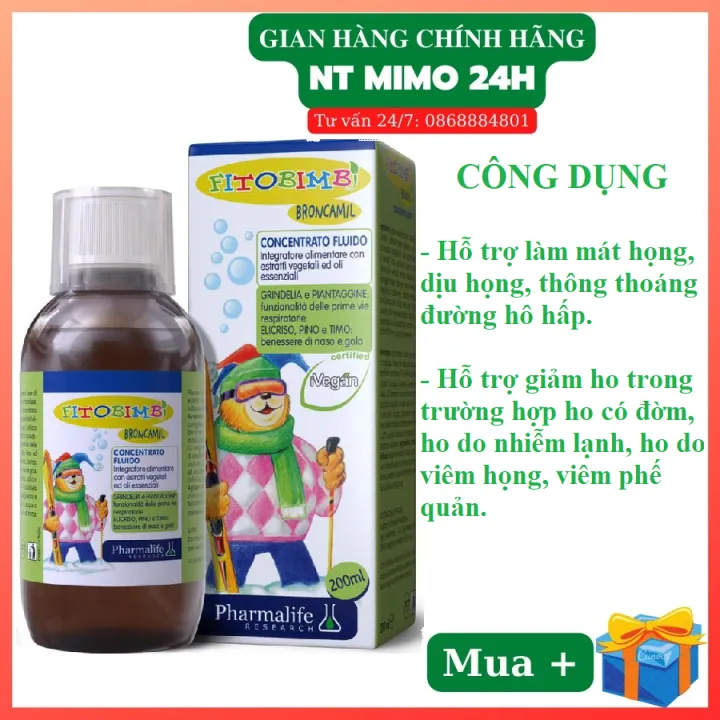 Fitobimbi Broncamil.Thảo Dược Ho Có Đờm,Viêm Họng,Viêm Phế Quản Làm Dịu Mát Họng