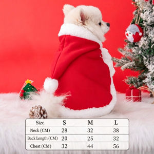 JACIRCLE Pet Christmas Costume Cat Red Cloak Hood Cape Santa Hat Warm Scarf Winter Outfit S M L