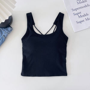 Spice girls wear sling vest underwear womens fixed cup integrated chest pad casual versatile breathable inner tube top women