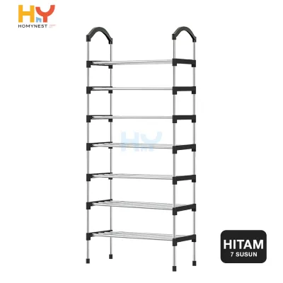 HOMYNEST Rak Sepatu Serbaguna Besi Stainless Anti Karat Kapasitas Besar 5 Susun 6 Susun dan 7 Susun