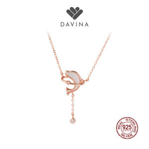 DAVINA Ladies Dolphin Necklace Rose Gold Plated Sterling Silver 925 - Kalung Wanita Perak S925