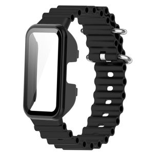 For Huawei Band 10 Ocean Silicone Strap with Screen Protector Case For huawei Band 8 9 10 Replacement WatchBand Bracelet Wristband
