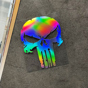 Cartoon Skull Punisher Sticker Reflective Waterproof Vinyl Decal for Motorcycle Car Helmet Racing Laptop