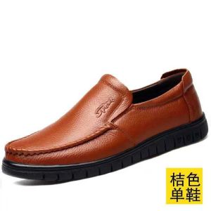 Free Shipping MenS New Autumn Collection: Versatile Breathable Casual And Comfortable Slip-On Leather Shoes Suitable For Business Hotels And Everyday Wear In Black