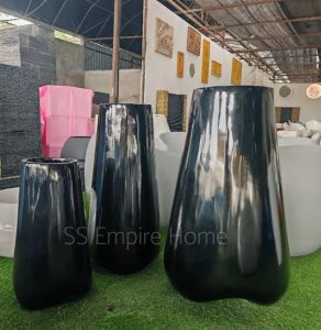 REX FP42 Black Fiberglass Tall Flower Pot Pasu Bunga Tinggi Garden Taman Plant Pokok Indoor Outdoor Modern 3p Size