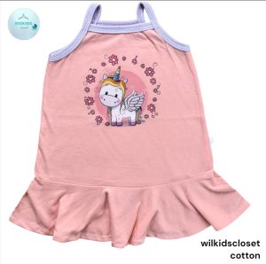 Dress Spaghetti style Plain with cute prints 1-6 years old