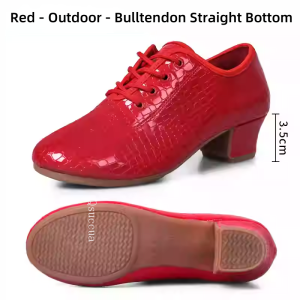 Salsa Latin Dance Shoes For Women Charm Jazz Ballaroom Dancing Shoe Red Leather Suede Sole High Heels Mens Platform Shoe 34-42