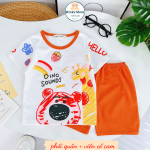 Bộ Quần Áo Trẻ Em Minky Mom Vải Cotton Lụa Cổ Tròn Phối Màu Dễ Thương Thiết Kế Mới Hiện Đại Cho Bé 0-8 Tuổi Mặc Đi Chơi Đi Học TN-IN152