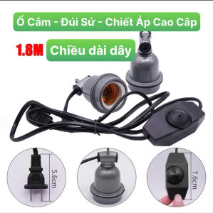 Đui đèn bóng sưởi sứ có chiết áp phích cắm