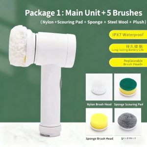 5 in 1 Cordless Electric Cleaning Brush Multifunctional Rechargeable Wireless Handheld leaning Spin Scrubber Brush