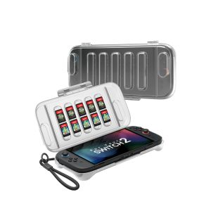 JSAUX Nintendo Switch 2 Protective Case - Translucent White Hard Shell Slim Travel Cover with 10 Game Card Holder - PC0116