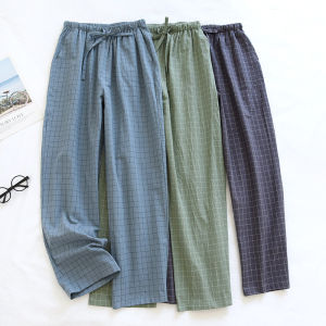 Cotton Men and Womens Homewear Spring and Fall Sleeping Pants Couple Pants Thin Section Plaid Home Pajama Pants Casual Soft