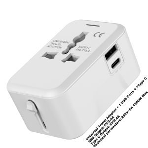 Travel Adapter Worldwide Universal International Power Plug Adapter W/2.4A 3xUSB-A and 3.0A Type-C Wall Charger European Travel Plug Adapter for Europe UK EU US CA AU Italy Asia