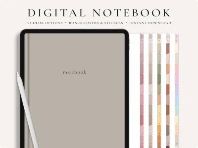 Digital Notebook Digital Planner GoodNotes Notebook Notebook with tabs Portrait Minimalist Digital Journal Notebook Journal Student Notebook