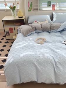 Meiyang Washed Cotton Bedding Set of Four with Quilt Cover 150x200x230 Single Quilt Cover Dormitory Bedding Three-Piece Set LZD