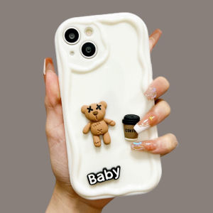Casing Samsung Galaxy A06 A16 A26 A36 A56 S25 Ultra + Plus 4G 5G LTE Phone Case New Design Cute Cartoon 3D Cubic Coffee Bear Glossy Cream Lens Protection Soft Cover 2025