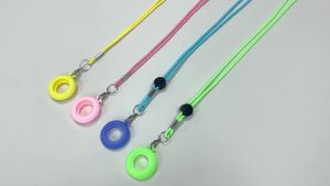 Apple AirTag Necklace Kids Air Tag Holder with Adjustable Stopper Kids DIY Necklace for Apple Air Tag Soft Silicone Air Tag Hidden Case Cute Cartoon Anti-Lost Airtag Keychain