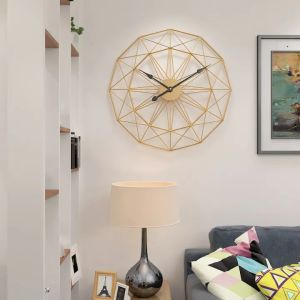 20inch/24inch/31.5inch nordic wall clock | modern minimalist | Scandinavian | Geometric | aesthetic decor | large wall clock for living room | elegant large decorative wall clock | home decor big saleale | Golden light luxury polygonal