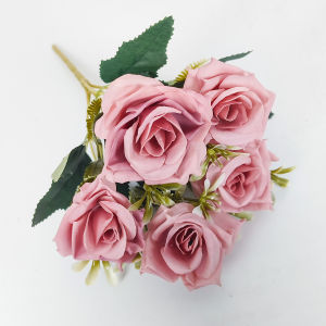 ROSE SEGI CABANG 5 ARTIFICIAL IMPORT BUKET RUMAH BERKUALITAS PREMIUM MAWAR ARTIFISIAL SENTUH ASLI UNTUK MEJA DEKORASI PESTA CHRYSAN ROSE SUTRA