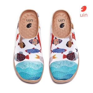 UIN Malaga Fashion Womens Flat Shoes Canvas Loafers Breathable Slip-on Art Painted Travel Shoes