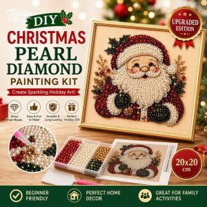 Christmas Pearl Diamond Painting Kit Santa Claus Design Beginner Friendly Shiny Bead Mosaic Decor