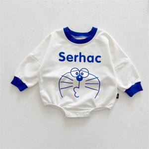 BestBorn 2022 Spring New Baby Clothes Long-sleeved Romper Fashion Klein Blue Doraemon Cartoon Cotton Bodysuit
