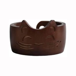 GONUUWGL Cat Shaped Wooden Yarn Bowl With Holes Practical Storage Basket Durable Handmade Knitting Storage Bowl Crocheting