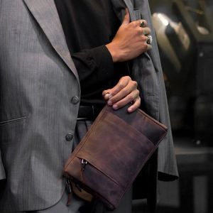TAS SELEMPANG CONVERTIBLE HAND-BAG KULIT CRAZY HORSE PRIA - MEWAH ELEGAN PRAKTIS