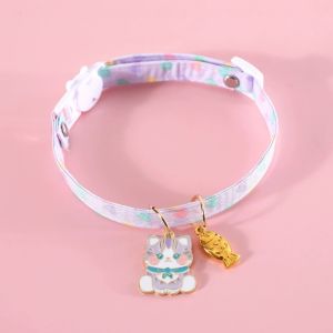 Japanese Style Flower Shiba Inu Fortune Cat Copper Bell Adjustable Pet Cat Dog Collar Necklace