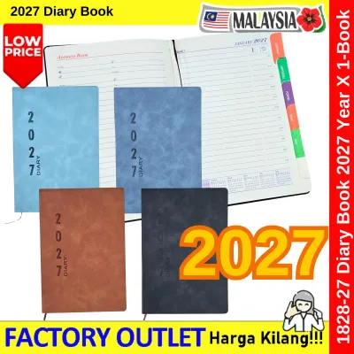 2027 Year Diary Book / Buku Diari Harian – A5 14.5x21cm ± | Single Line + Month Index | #1828-27 | 70g | #日记簿