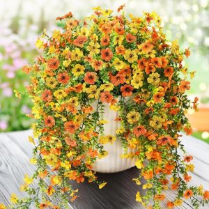 GJURD 2PCS Realistic Simulated Wall Hanging Flowers Eucalyptus Garland Plastic Wall Hanging Plant Home Room Decor UV Resistant Fake Plants Porch Decor