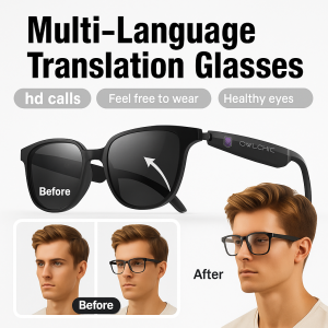 AI Translation  Real-Time Glasses Multi-language real-time AI translation glasses Translating Glasses Smart Glasses Anti-blue Light Built-In Mic Speakers Clear Talk Bluetooth Music实时翻译眼镜