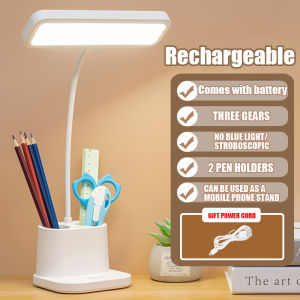 Table Lamp LED Desk Lamp With Pen Holder Study Lamp Shade Reading Night Lamp