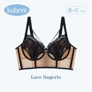 KOBENI ชุดชั้นในลูกไม้เซ็กซี่ เสื้อในมีโครง ชุดชั้นใน ดันทรง คอวีลึก เซ็กซี่ สไตล์ฝรั่งเศส ผ้านุ่ม สําหรับผู้หญิง