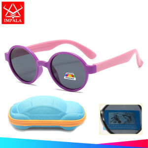 IMPALA PG1016Q Kính mát màu cho trẻ em ống kính phân cực Kính râm 100% chống tia cực tím UVB UVA UV400 Silicone đàn hồi khung chống vỡ trẻ em ngoài trời Kính mắt với kính trường hợp