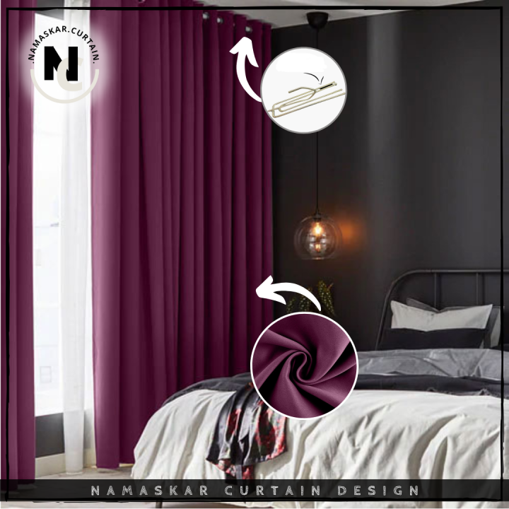 B16 -Wine Red Color- Ready Made Curtain! Blackout Siap Jahit Langsir ...