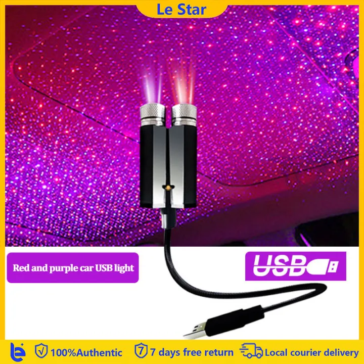 Original Car Interior Atmosphere Starry Laser Lamp USB Led Roof Car Star Night Light Projector Super Brightness Auto Starry Decoration Vehicle mounted dual color laser light led light for car 12 volt