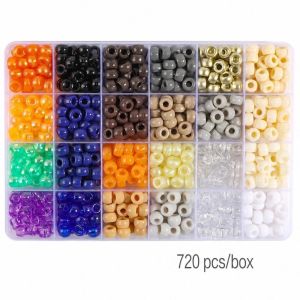 WENKEN 24 màu sắc Hạt Pony 720 CÁI Lỗ lớn Hạt làm vòng tay Đầy màu sắc Acrylic Hạt cườm lỗ lớn Làm vòng tay