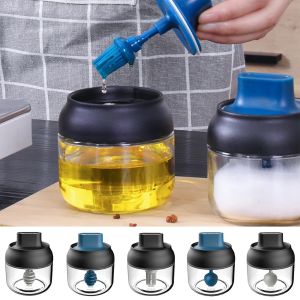 2Pcs Home Seasoning Jar with Spoon Lid Accessories Honey Storage Pepper Oil Bottle Kitchen Condiment Cumin Powder Transparent Glass