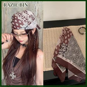 RAZIE BIN Y2K แฟชั่นผ้าพันคอพิมพ์ลายเสือดาวแนวเรโทรผมผ้าโพกหัวแนวสตรีทผ้าพันศรีษะแนวพังก์เด็กผู้หญิงอุปกรณ์เสริมผ้าพันคอทรงสี่เหลี่ยมผืนเล็ก