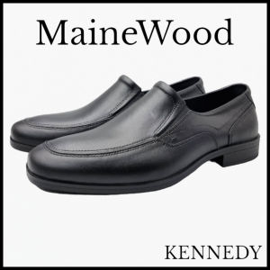 MaineWood Kennedy Mens non-slip waterproof black rubbershoes/Loafer with Heels