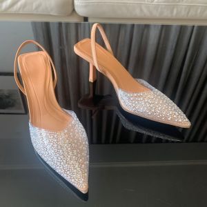 2026 Fashion Summer Women High Heels Pearl Decoration Slingback Woman Pumps Pointed Toe High Heels Sandals Elegant Woman Shoes2026