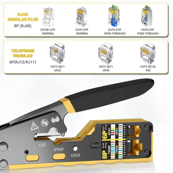 Portable Rj45 XU HOME All-in-One 3 in 1 RJ45 Network Crimper Pass Through EASY-Type ...