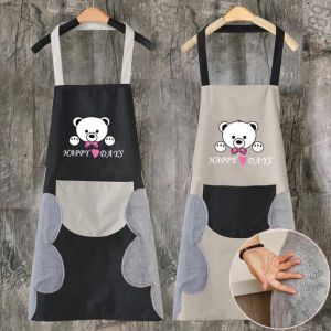 Household Waterproof Kitchen Apron with Hand Towel Oil-Proof Cooking Baking Apron with Big Pocket Coffee Work Apron