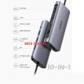 Bộ Chuyển USB C 10 in 1 UGREEN 80133 USB C to 3 USB 3.0+HDMI 4K + VGA + RJ45 Gigabit + SD/TF + Audio 3.5mm, hàng chính hãng. 