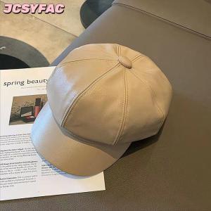 JCSYFAC Phụ Nữ Thời Trang Beret Rắn Beret Cap PU Da Beret Pháp Nghệ Sĩ Ấm Beanie Hat Nữ Phụ Nữ Hat Cô Gái Mũ