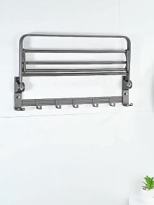 [SG Seller]Grey Bathroom Towel Rack Bathroom Shelf non-perforated towel rack hardware bathroom Accessories